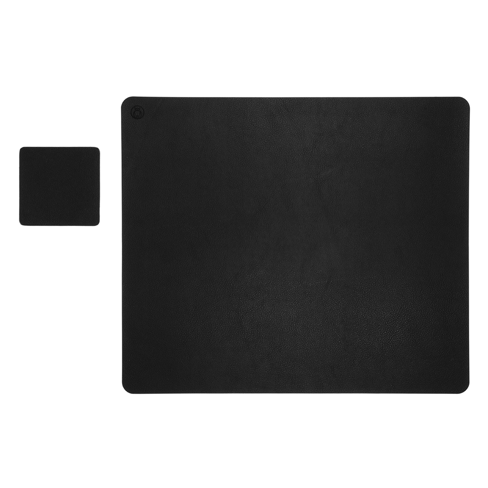 Set Mousepad si 1 suport pahar Flexi L  din piele  cu doua fete  pentru protectie birou  UNIKA negru/gri